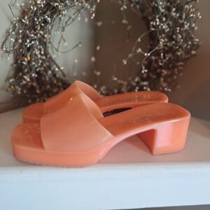 Steve Madden Women's Orange Slide Jelly Heels Sandals 9